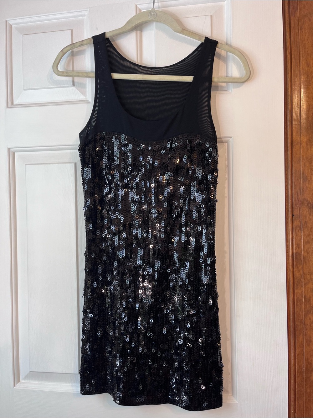 Express Black Sequin Sleeveless Mini Dress - Picture 3 of 8